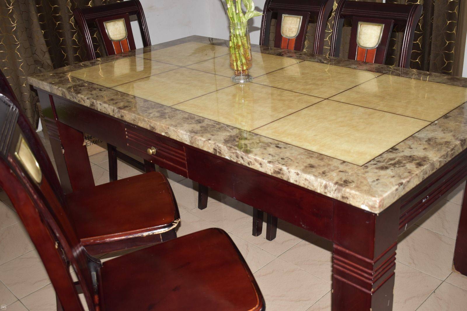 Granite & Wood Dining Table – 6 Seater-5