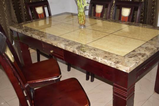 Granite & Wood Dining Table – 6 Seater-5