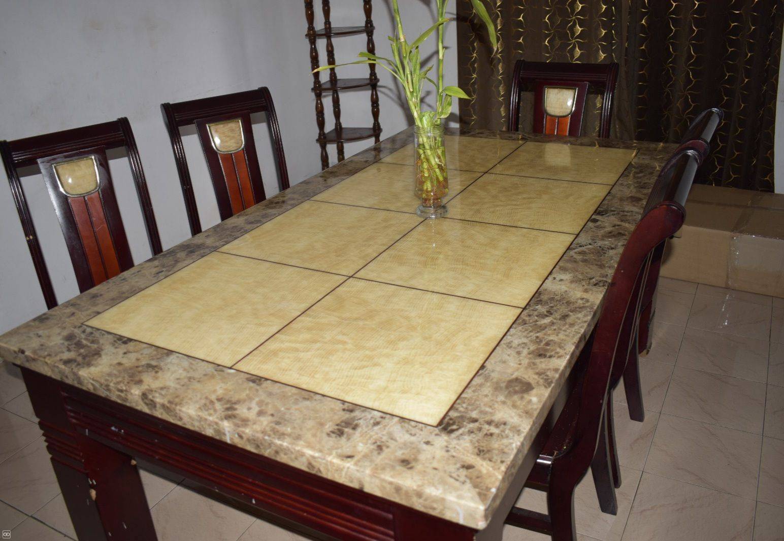 Granite & Wood Dining Table – 6 Seater-1