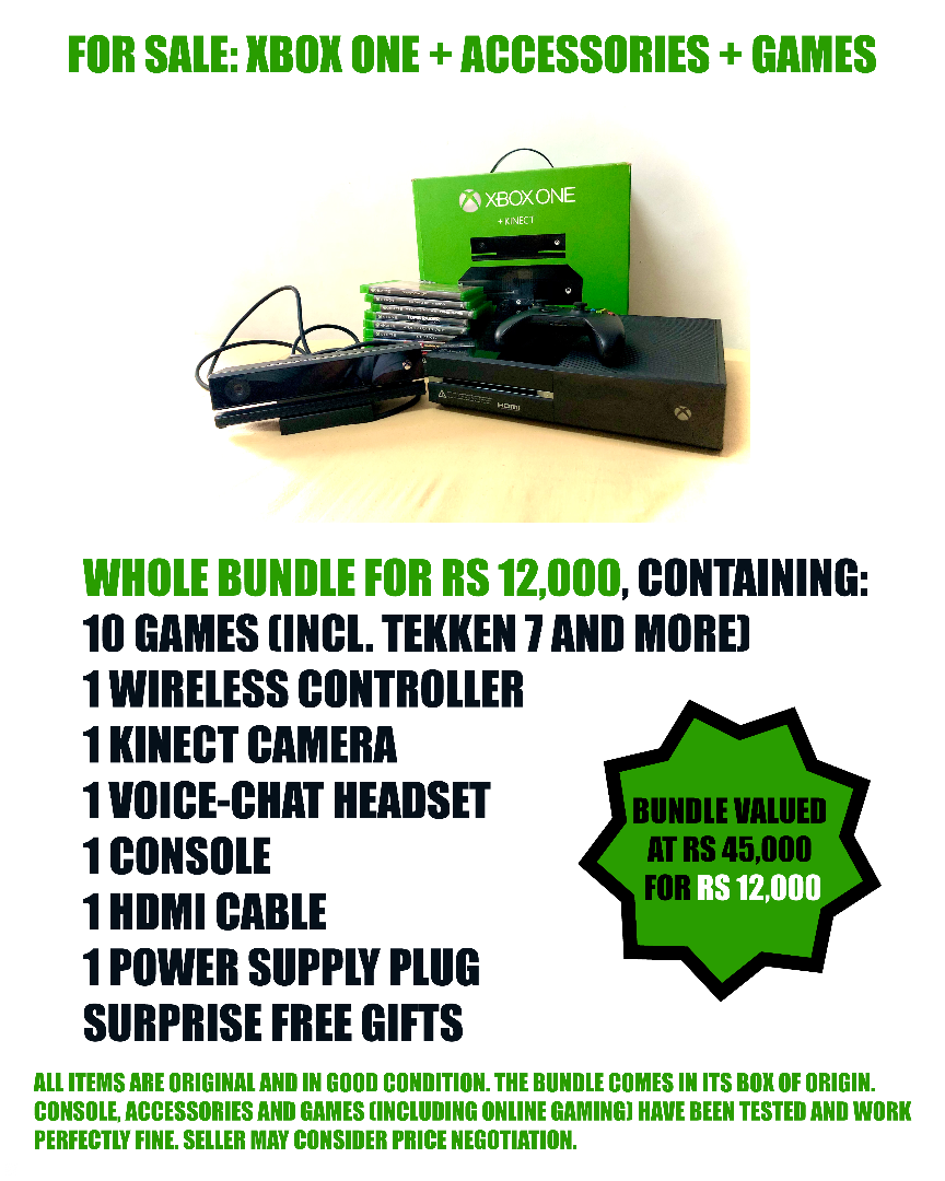 XBOX ONE KINECT & 10 GAMES & ACCESSORIES 
